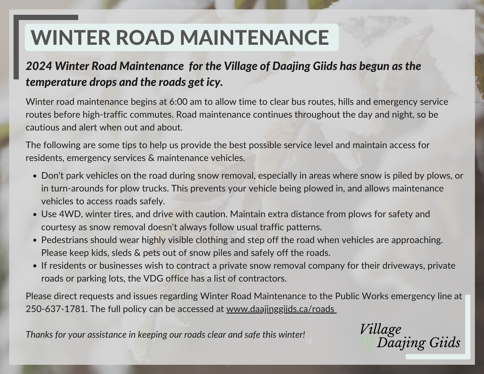 Winter Road Maintenance