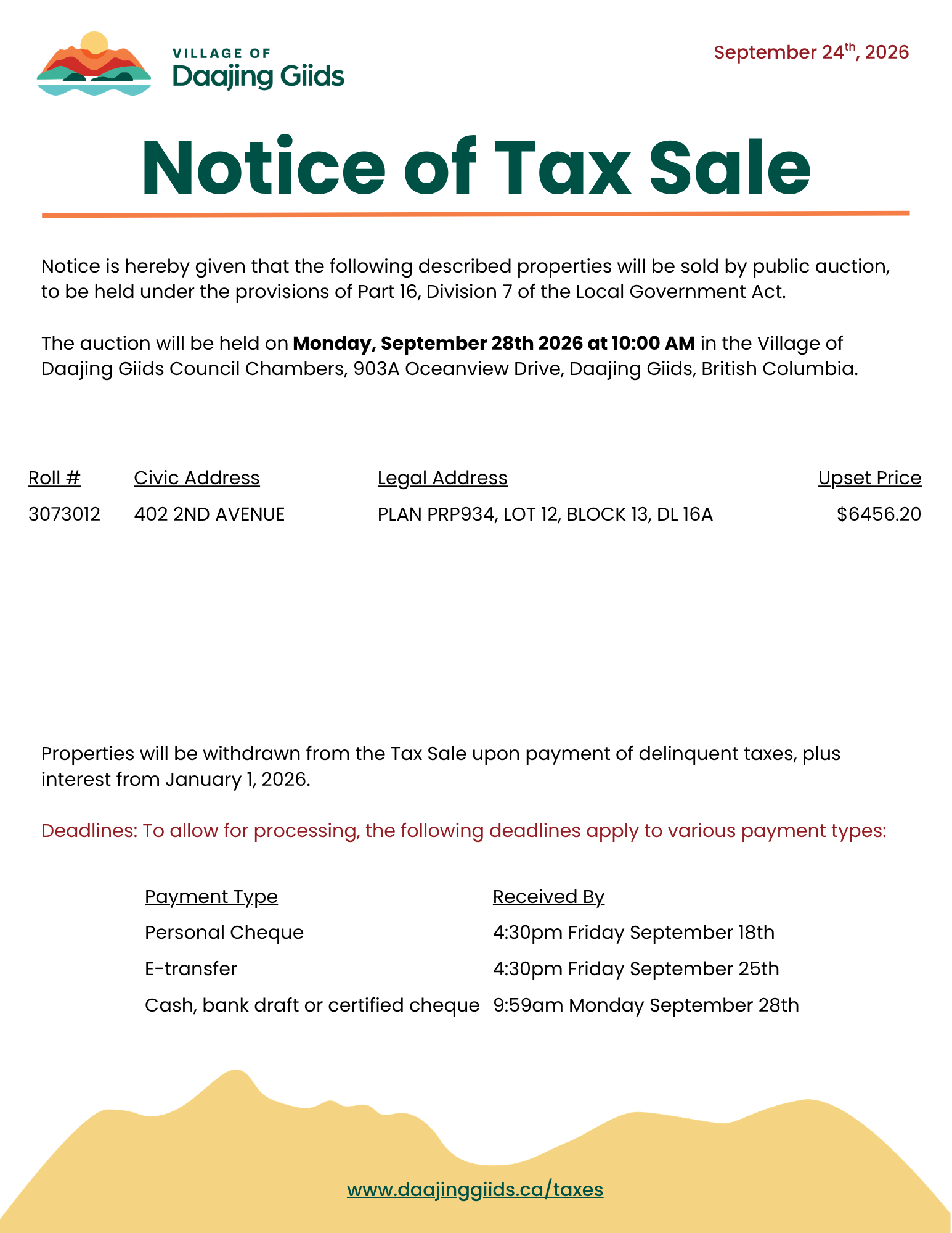 Notice of Tax Sale 2026 (1)